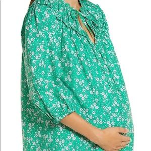 Topshop Women’s Floral Puff Sleeve Maternity Top, Size 6 US - Green